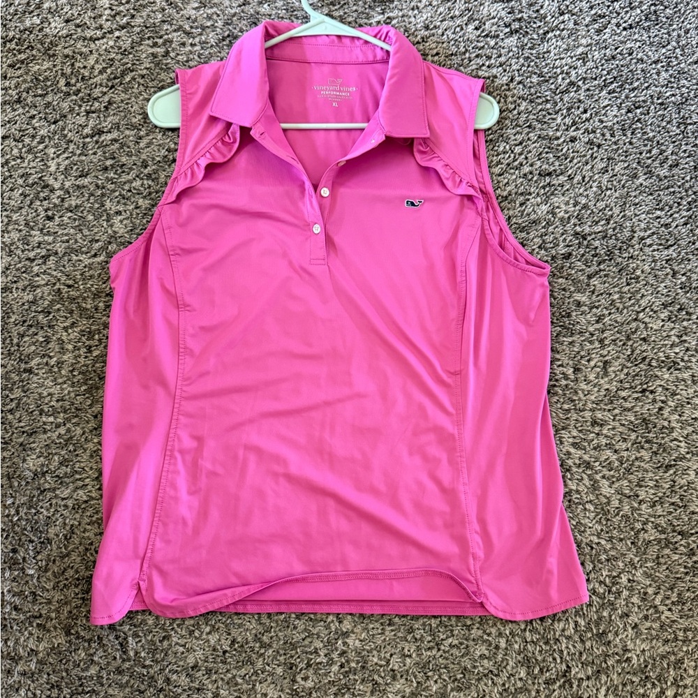 Vineyard Vines Pink Sleeveless Fitted Polo Tank